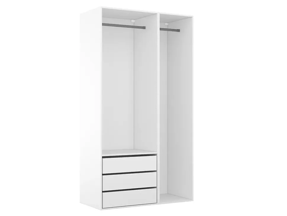 Dressing blanc double penderie 3 tiroirs GoodHome Atomia H. 225 x L. 125 x P. 58 cm