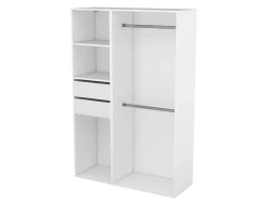 Dressing blanc double penderie 2 tiroirs GoodHome Atomia H. 187,5 x L. 125 x P. 45 cm