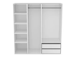 Dressing blanc double penderies et 2 tiroirs GoodHome Atomia H. 187,5 x L. 175 x P. 58 cm