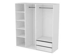 Dressing blanc double penderies et 2 tiroirs GoodHome Atomia H. 187,5 x L. 175 x P. 58 cm