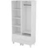 Dressing blanc sur pieds 4 tiroirs chambre enfant GoodHome Atomia H. 198,5 x L. 100 x P. 45 cm