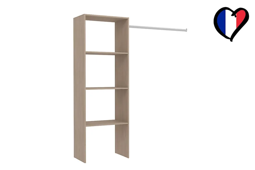 Dressing bois avec 3 étagères et une penderie : 160 x 40 x 180 cm - ELYSEE