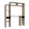 Dressing bois extensible avec 2 penderies, 4 étagères et 2 tiroirs - ELYSEE