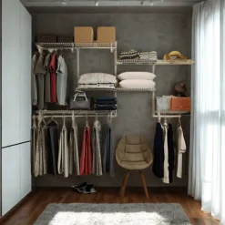Dressing crémaillère - Étagère mural industriel - Modulables - Blanc - 47 pièces - 2,38x1,22M