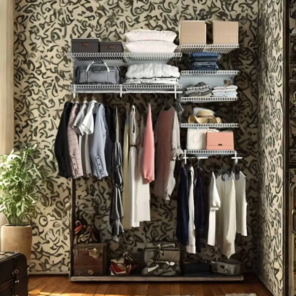Dressing crémaillère - Étagère mural industriel - Modulable - Blanc - 40 pièces - 1,81x1,22M