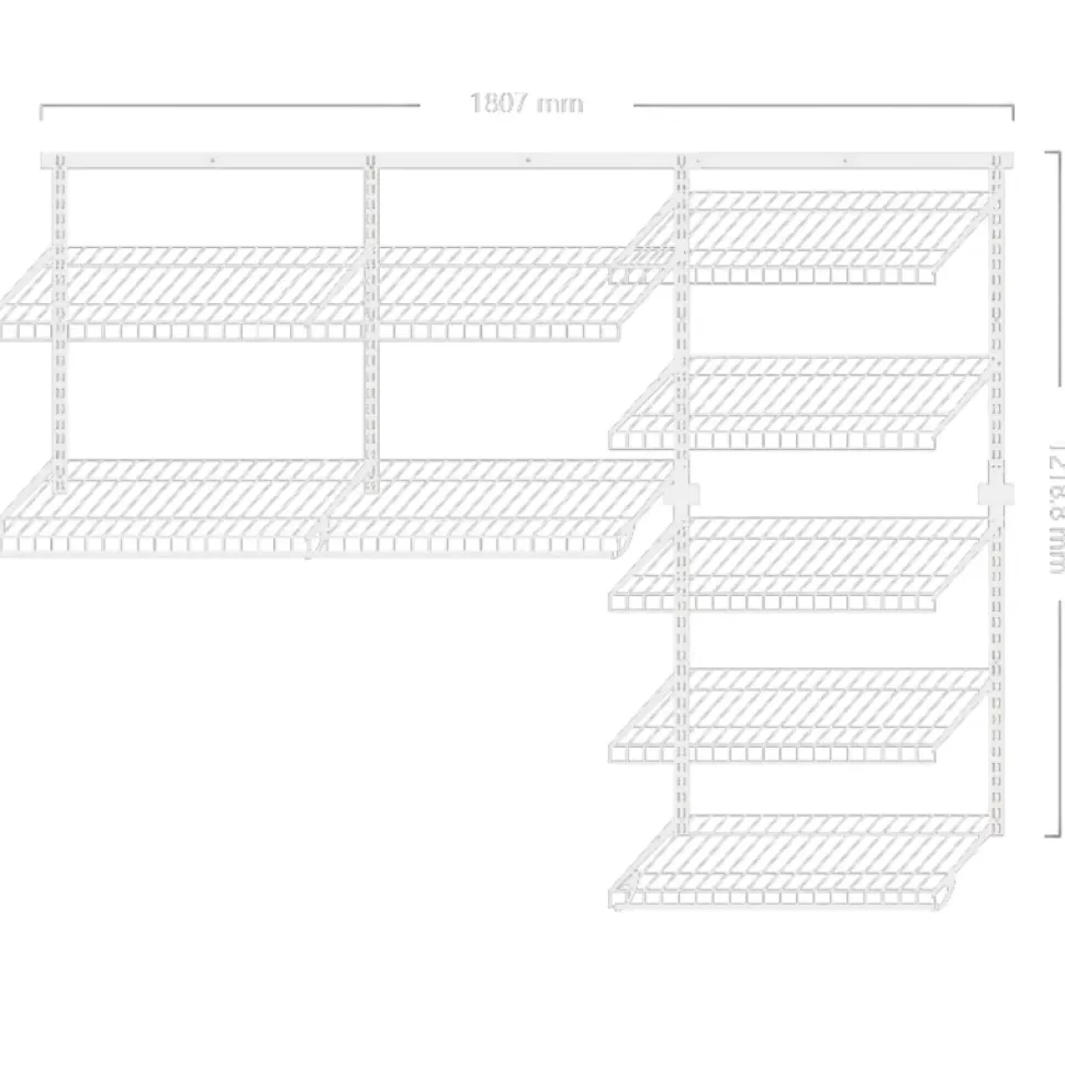 Dressing crémaillère - Étagère mural industriel - Modulable - Blanc - 40 pièces - 1,81x1,22M