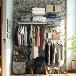 Dressing crémaillère - Étagère mural industriel - Modulable - Blanc - 40 pièces - 1,81x1,22M
