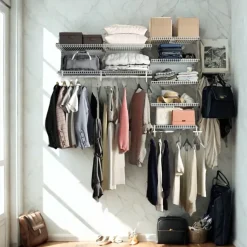 Dressing crémaillère - Étagère mural industriel - Modulable - Blanc - 40 pièces - 1,81x1,22M