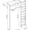 Dressing d'angle avec rideau et 1 porte - Avec miroir - L231 cm - Blanc et gris - BERTRAND