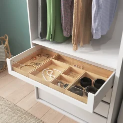 Dressing d'angle avec tiroirs et portes chaussures blanc GoodHome Atomia H. 225 x L. 250 x P. 58 cm