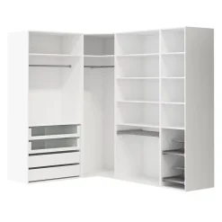 Dressing d'angle avec tiroirs et portes chaussures blanc GoodHome Atomia H. 225 x L. 250 x P. 58 cm