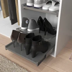 Dressing d'angle avec tiroirs et portes chaussures blanc GoodHome Atomia H. 225 x L. 250 x P. 58 cm
