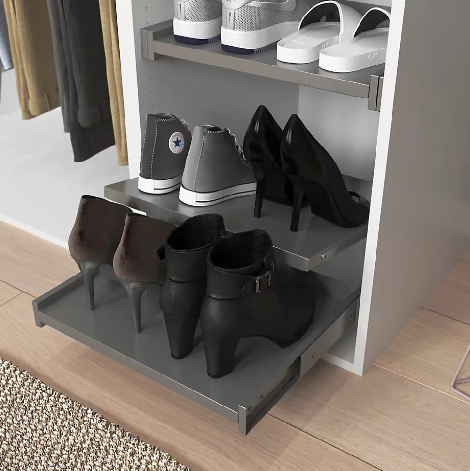 Dressing d'angle avec tiroirs et portes chaussures blanc GoodHome Atomia H. 225 x L. 250 x P. 58 cm