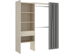 Dressing d'angle extensible GONTRAN - L164/214 cm - Chêne et gris
