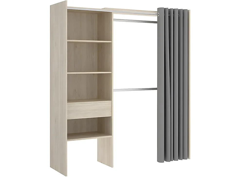 Dressing d'angle extensible GONTRAN - L164/214 cm - Chêne et gris