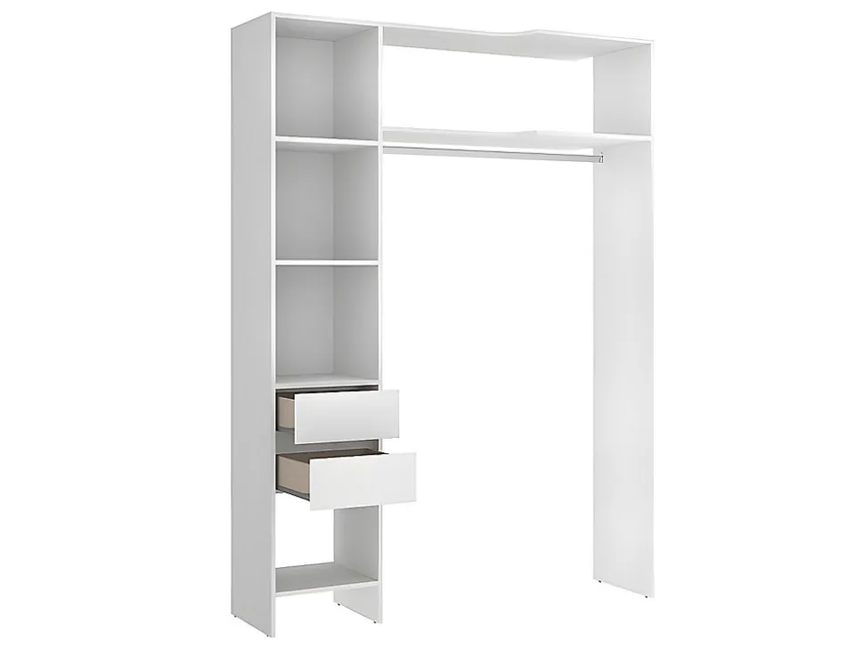 Dressing d'angle extensible GONTRAN - L164/214 cm - Blanc et gris