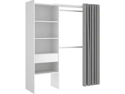 Dressing d'angle extensible GONTRAN - L164/214 cm - Blanc et gris