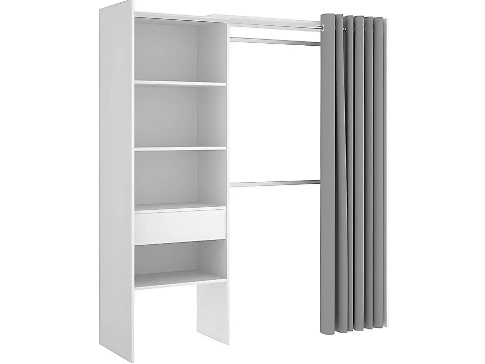 Dressing d'angle extensible GONTRAN - L164/214 cm - Blanc et gris