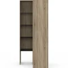 Dressing d'angle modulable L. 90 / 127 cm MELMAN double penderie + étagères bois et noir