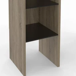 Dressing d'angle modulable L. 90 / 127 cm MELMAN double penderie + étagères bois et noir