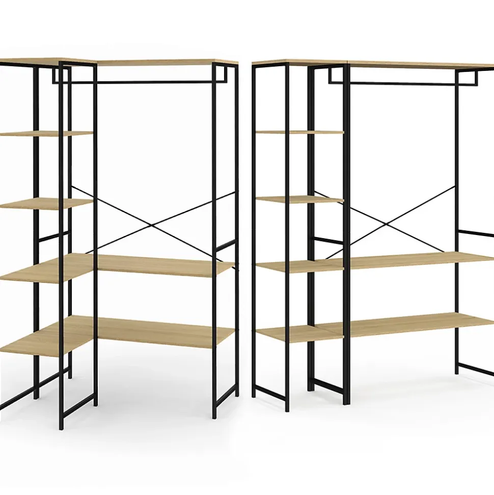 Dressing d'angle modulable double penderie L. 90 / 123 cm DETROIT design industriel