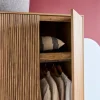 Dressing décor bois de manguier rainuré 2 portes - 90 x 59 x 179.5 cm - Celian