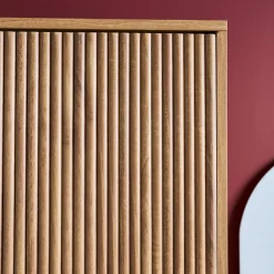 Dressing décor bois de manguier rainuré 2 portes - 90 x 59 x 179.5 cm - Celian