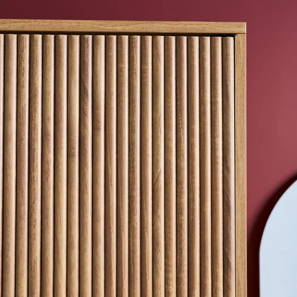 Dressing décor bois de manguier rainuré 2 portes - 90 x 59 x 179.5 cm - Celian