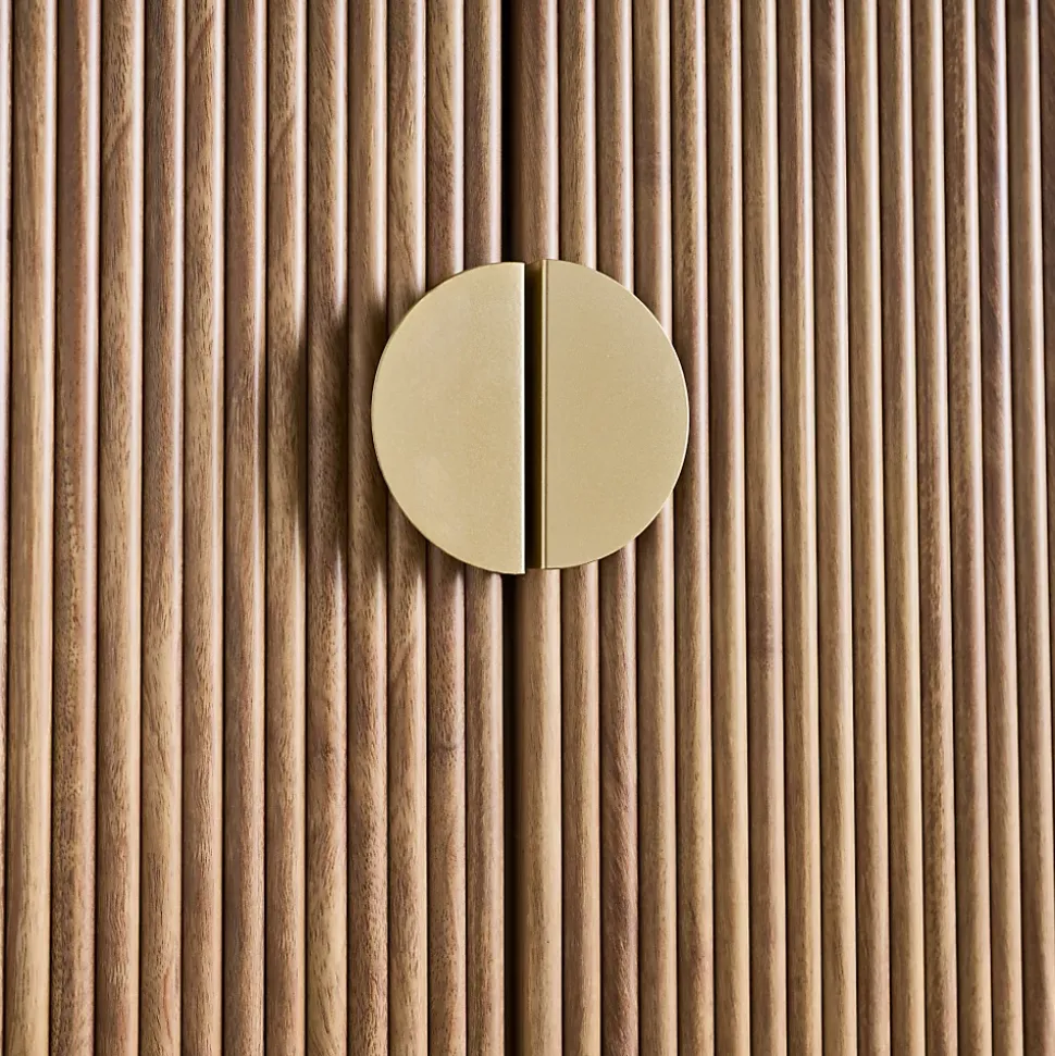 Dressing décor bois de manguier rainuré 2 portes - 90 x 59 x 179.5 cm - Celian