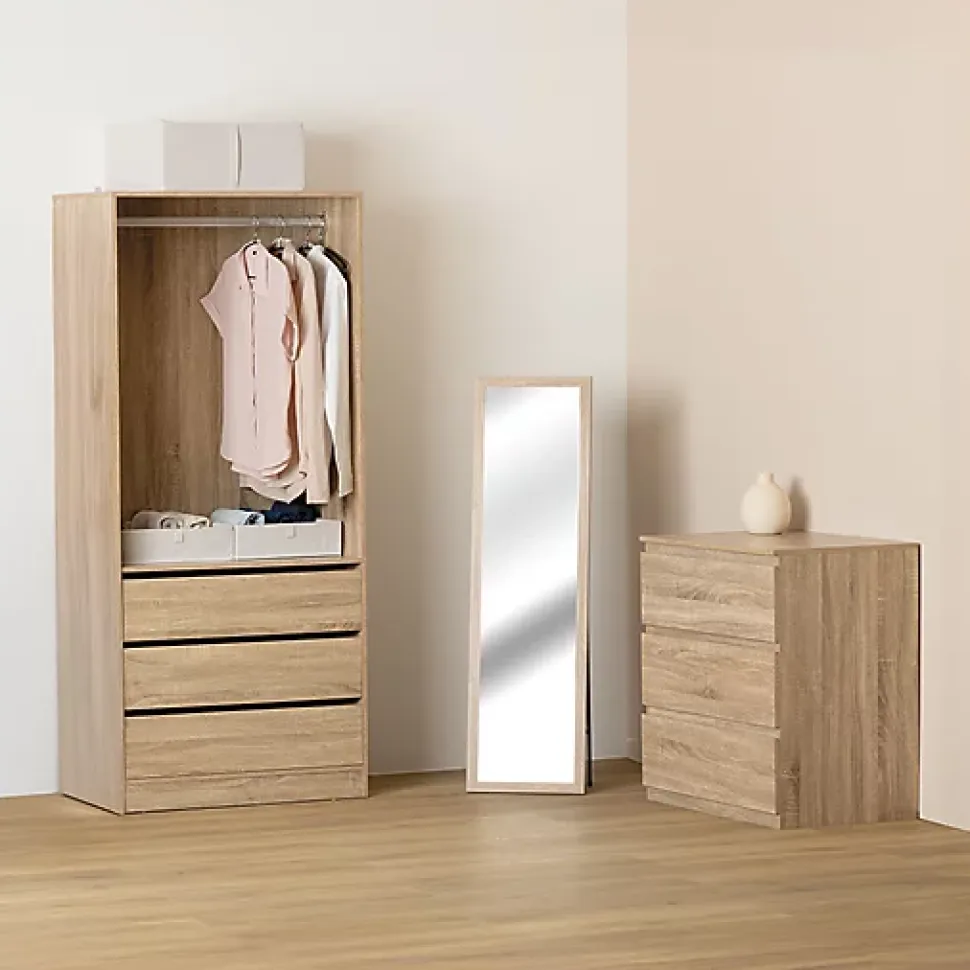 Dressing Dolo 3 tiroirs avec penderie effet bois - Beige- 5five