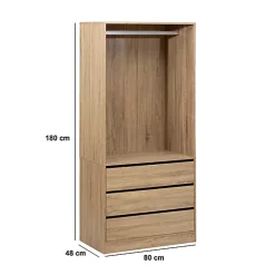Dressing Dolo 3 tiroirs avec penderie effet bois - Beige- 5five