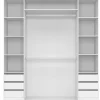 Dressing double TAYLOR 185 x 55 x 200 cm avec étagères + double penderie + tiroirs blanc
