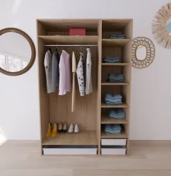 Dressing effet chêne 3 paniers GoodHome Atomia H. 225 x L. 150 x P. 58 cm
