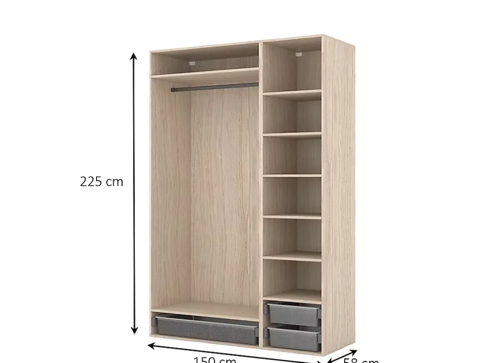 Dressing effet chêne 3 paniers GoodHome Atomia H. 225 x L. 150 x P. 58 cm