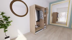 Dressing effet chêne 3 paniers GoodHome Atomia H. 187,5 x L. 150 x P. 58 cm