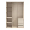 Dressing effet chêne 4 tablettes 4 tiroirs GoodHome Atomia H. 225 x L. 150 x P. 58 cm