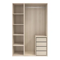 Dressing effet chêne 4 tablettes 4 tiroirs GoodHome Atomia H. 225 x L. 150 x P. 58 cm