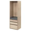 Dressing effet chêne 4 tablettes 3 tiroirs GoodHome Atomia H. 225 x L. 75 x P. 58 cm