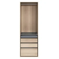 Dressing effet chêne 4 tablettes 3 tiroirs GoodHome Atomia H. 225 x L. 75 x P. 58 cm