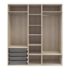 Dressing effet chêne 6 tablettes 4 paniers GoodHome Atomia H. 225 x L. 200 x P. 58 cm