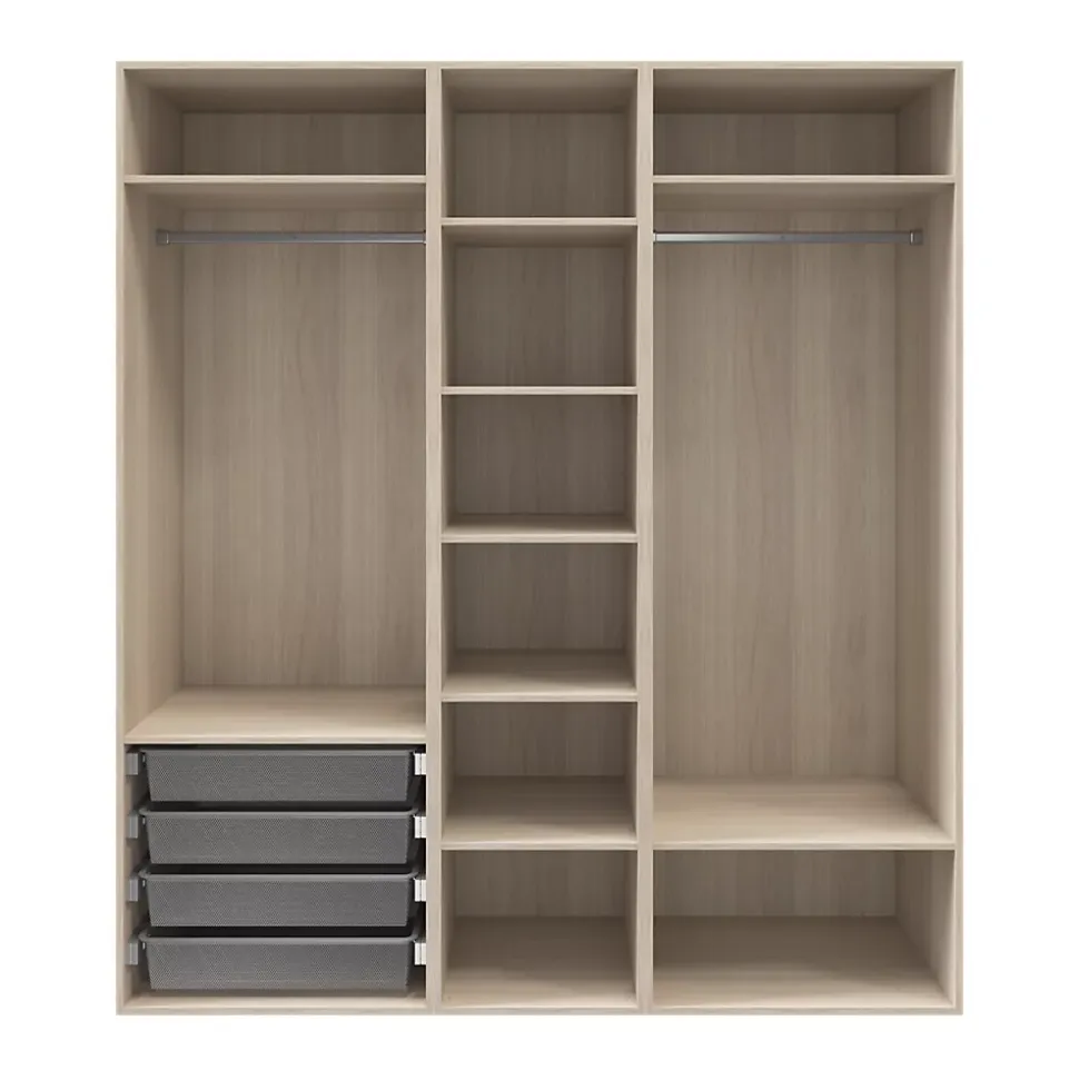 Dressing effet chêne 6 tablettes 4 paniers GoodHome Atomia H. 225 x L. 200 x P. 58 cm