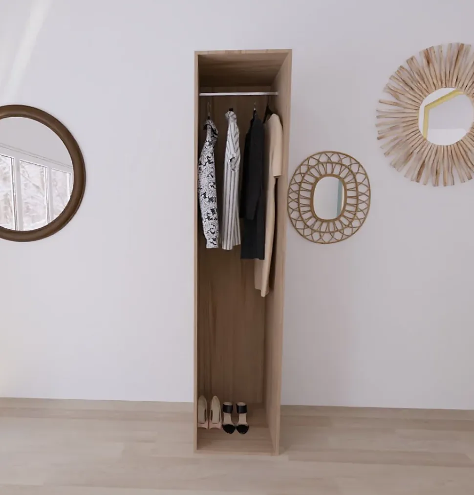 Dressing effet chêne avec penderie GoodHome Atomia H. 225 x L. 50 x P. 58 cm