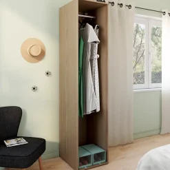 Dressing effet chêne avec penderie GoodHome Atomia H. 225 x L. 50 x P. 58 cm