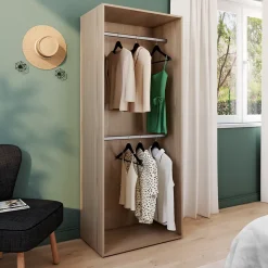 Dressing effet chêne double penderie GoodHome Atomia H. 187,5 x L. 75 x P. 45 cm