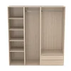 Dressing effet chêne double penderies et 2 tiroirs GoodHome Atomia H. 187,5 x L. 175 x P. 58 cm