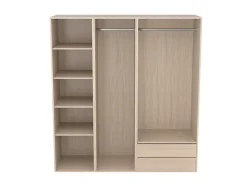 Dressing effet chêne double penderies et 2 tiroirs GoodHome Atomia H. 187,5 x L. 175 x P. 58 cm