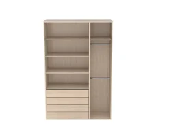 Dressing effet chêne double penderie et 4 tiroirs GoodHome Atomia H. 225 x L. 150 x P. 58 cm