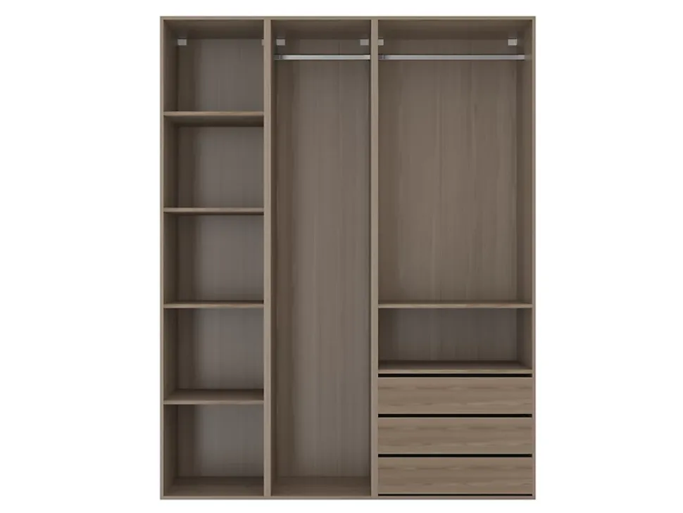 Dressing effet chêne double penderie 3 tiroirs GoodHome Atomia H. 225 x L. 175 x P. 58 cm