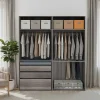 Dressing effet chêne grisé avec porte pantalon 4 tablettes 3 tiroirs GoodHome Atomia H. 225 x L. 200 x P. 58 cm
