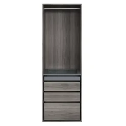 Dressing effet chêne grisé4 tablettes 3 tiroirs GoodHome Atomia H. 225 x L. 75 x P. 58 cm